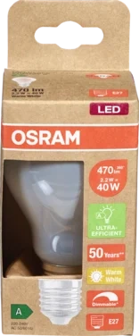Led Lyspære cl A Ultra Efficient 40 Matt E27 Dimbar