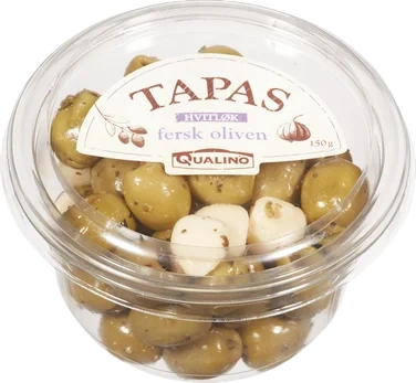 Oliven u/Sten m/Hvitløk 150g Qualino