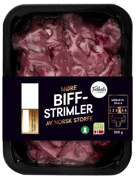 Storfe Biffstrimler 300g Folkets
