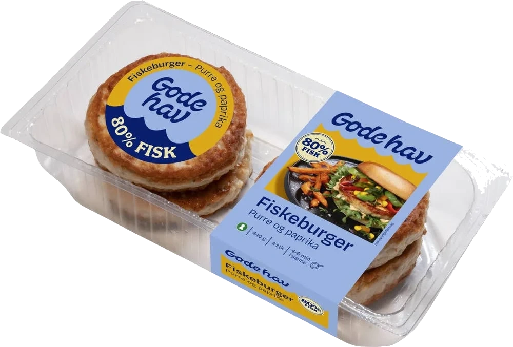 Fiskeburger med purré og paprika