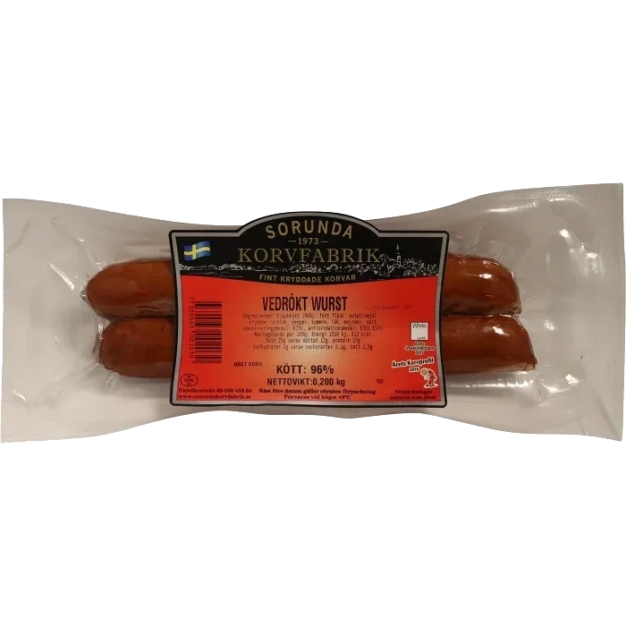 Grillkorv Vedrökt Wurst 200g Sorunda Korvfabrik