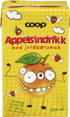 Coop Fruktdrikk Appelsin & Jordbær Singelpk 250ml
