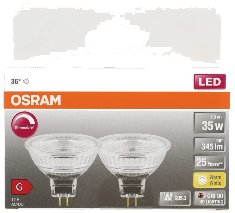 Led Lyspære Mr16 12v 35 36° Gu5.3 2700k Dim