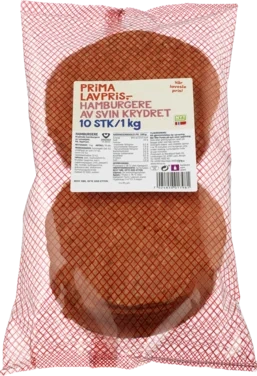 Prima Hamburger av Svin 1 Kgs Frys