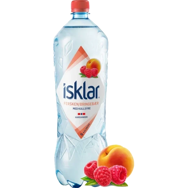 Isklar Sparkling Fersken&Bringebær 1,5l flaske