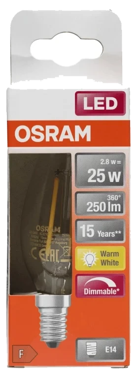 Lyspære Led Cl B 25 Klar Dim E14 Osram