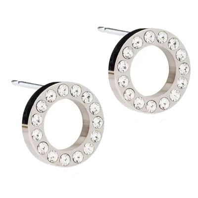 Blomdahl Natural Titanium Brilliance Puck 10mm Hallow Crystal