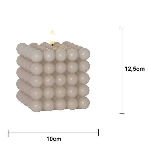 Blockljus LED Flamme Dot Beige 10x12,5cm