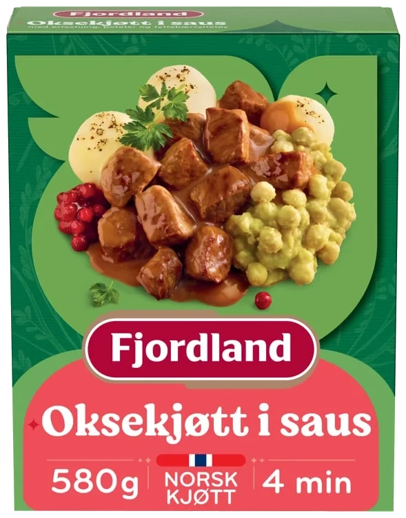 Oksekjøtt i Saus m/Ertestuing 580g Fjordland