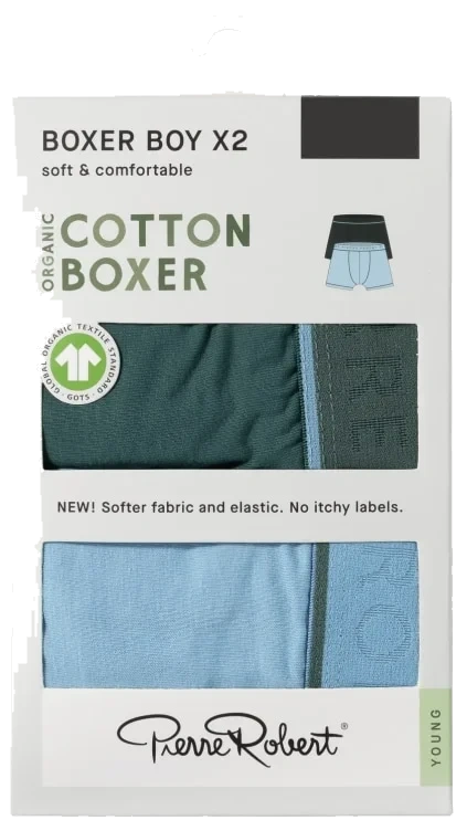 Cotton Boxer Jr Boy Pine-iceblue 158-164