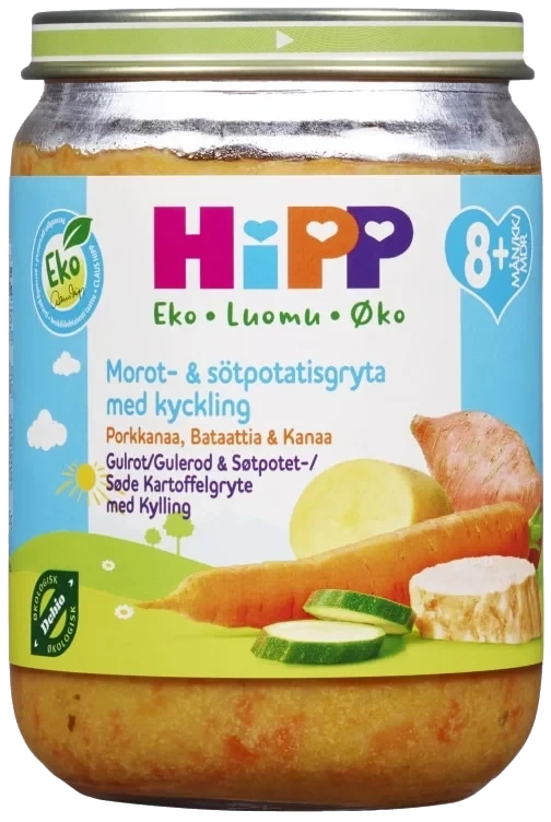 Gulrot/søtpotgryte m Kylling 8 m Hipp