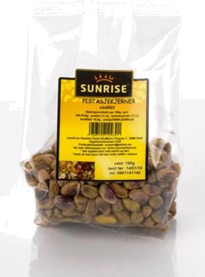 Sunrise Pistasjkjerner Rå 160g