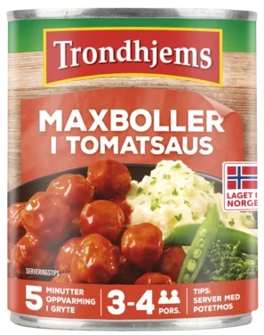 Maxboller i Tomatsaus Trondhjems
