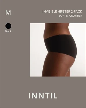 Women's Invisible Hipster, 2-pk, Black, M