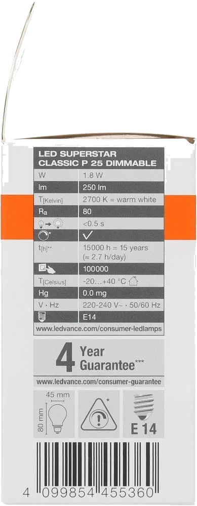 Klar LED-lyspære E14
