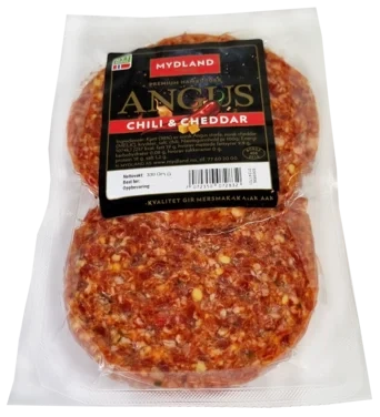 Angusburger Chili & Cheddar 2x165g Frys Mydland