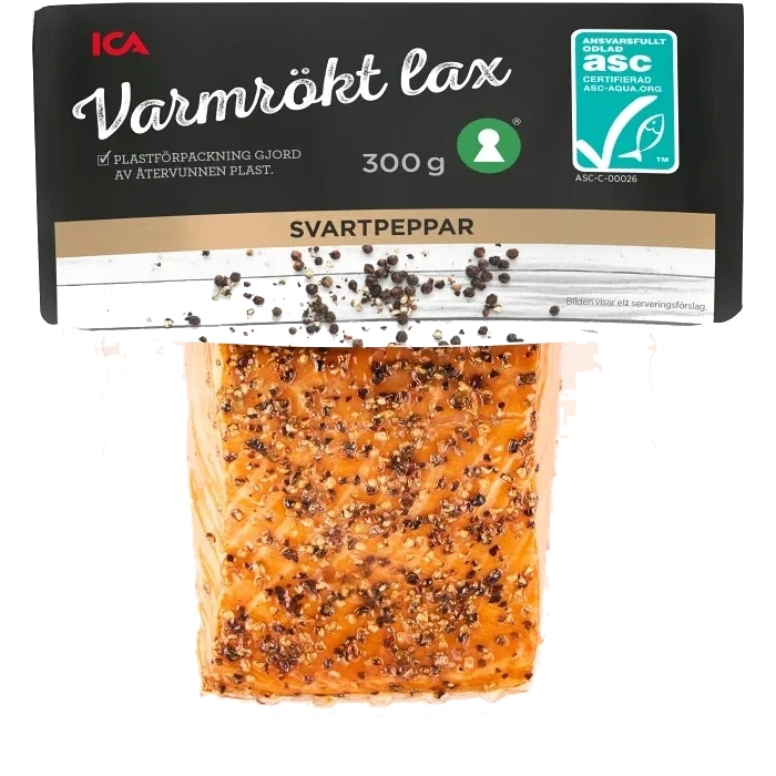 Lax i bit varmrökt svartpeppar 300g Miljömärkt ICA