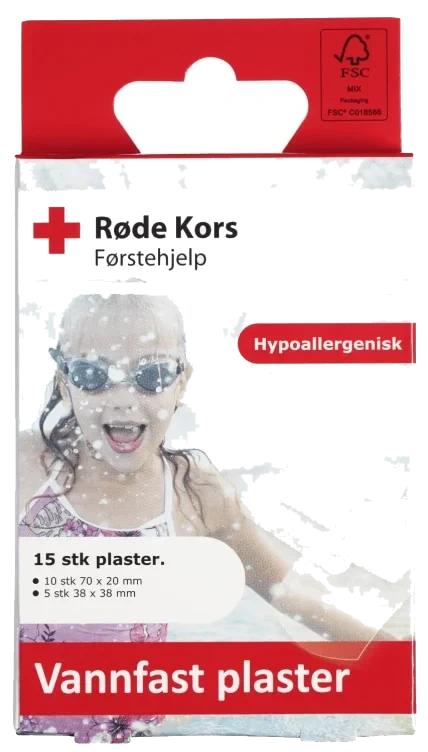 Vannfast Plaster 15stk Røde Kors Førstehjelp