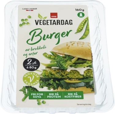 Vegetardag Brokkoli og Erteburger 2 X 80g