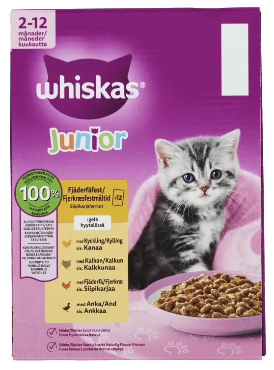 Whiskas Junior Poultry 2-12mts 12x85g