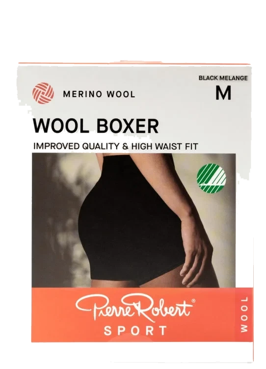 Boxer Wool Sport Black Melange S Pierre-Robert