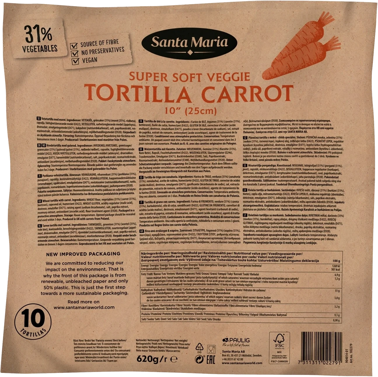 Tortilla Carrot 10'' (25cm)