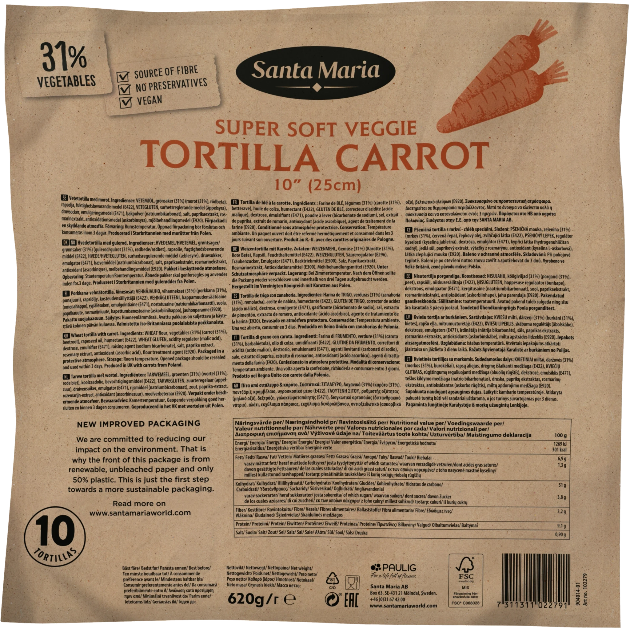 Tortilla Carrot 10'' (25cm)