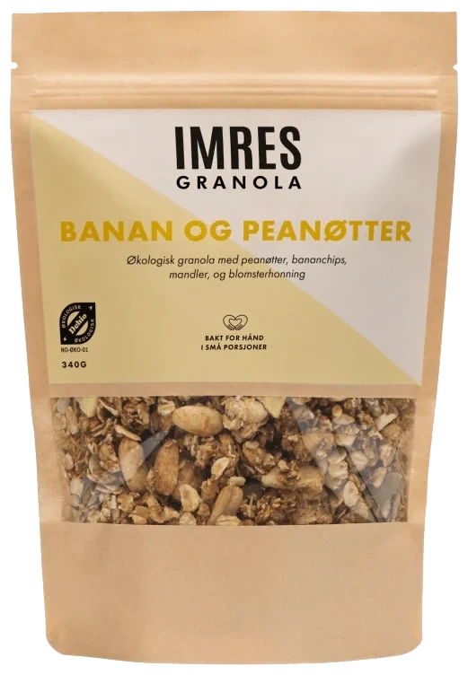 Banan og Peanøtter 340g Imres Granola