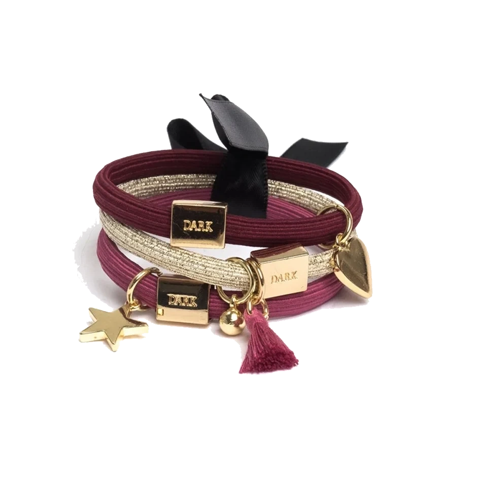 Dark Hair Ties 3 Pk Charm Combo