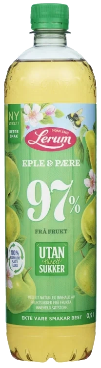 Eple-pæresaft Utan Tilsett Sukker 0,9l