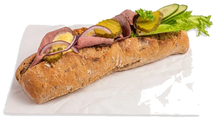Baguette Flerkorn m/Roastbiff pr stykk