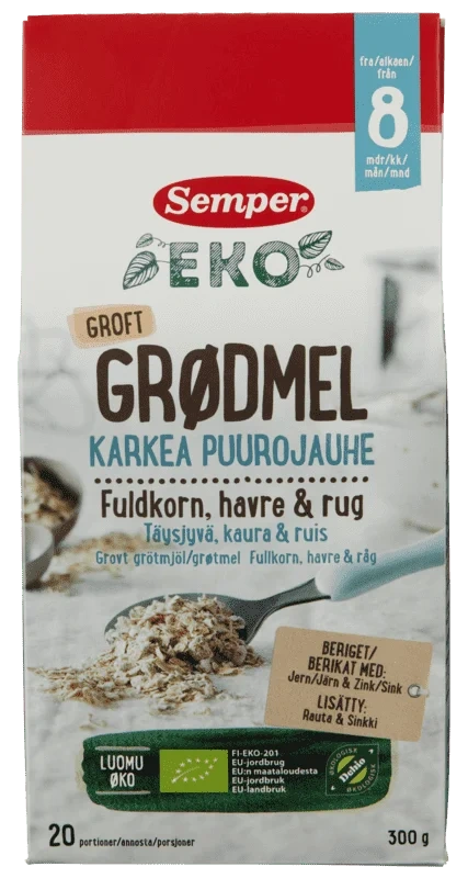 Semper Grøtmel Fullkorn/Rug Økologisk 8md