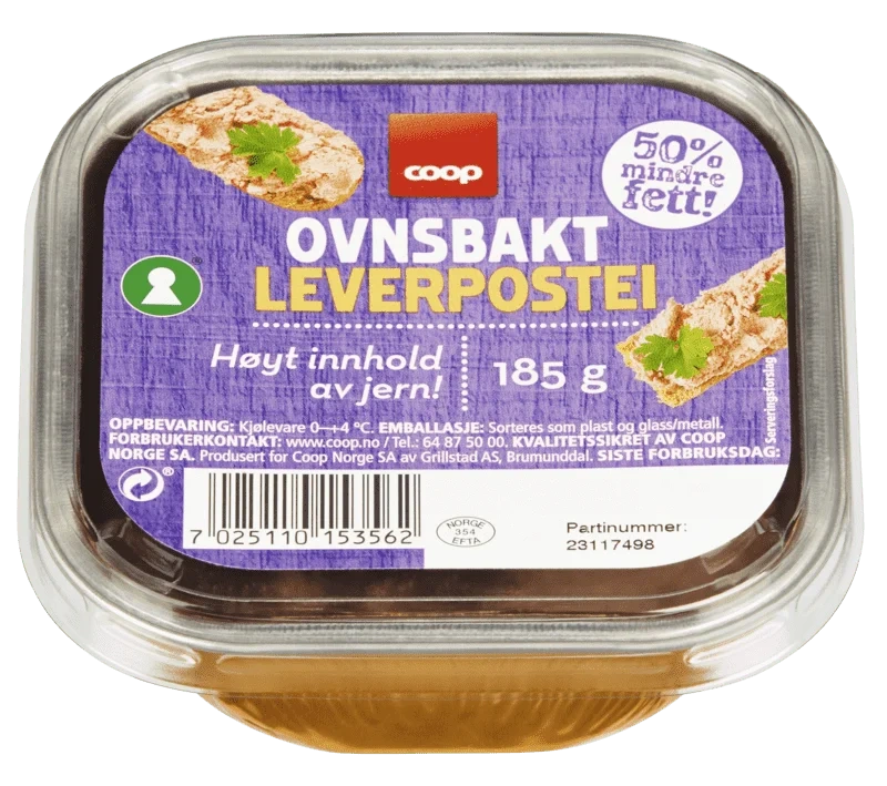 Coop Ovnsbakt Leverpostei 50% mindre fett 185g