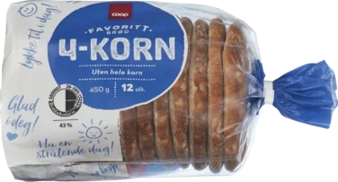 Favorittbröd 4-korn 12pk 450g Coop