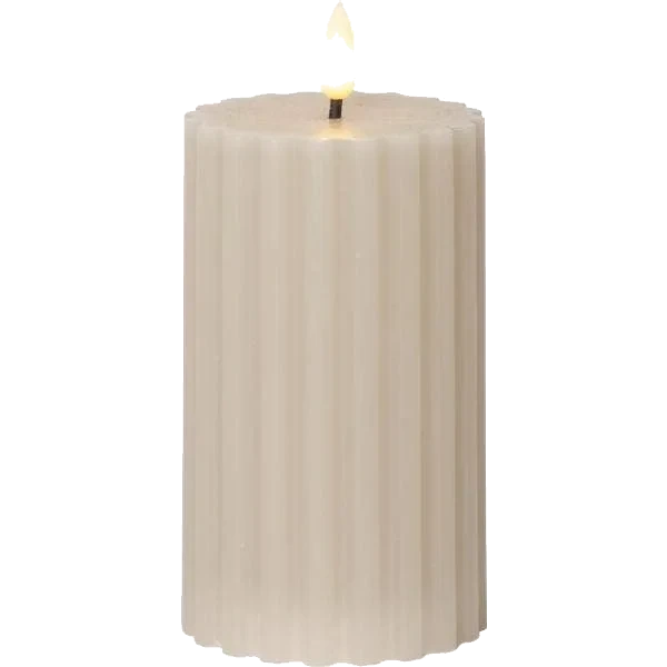 Blockljus LED Flamme Stripe Beige 15cm
