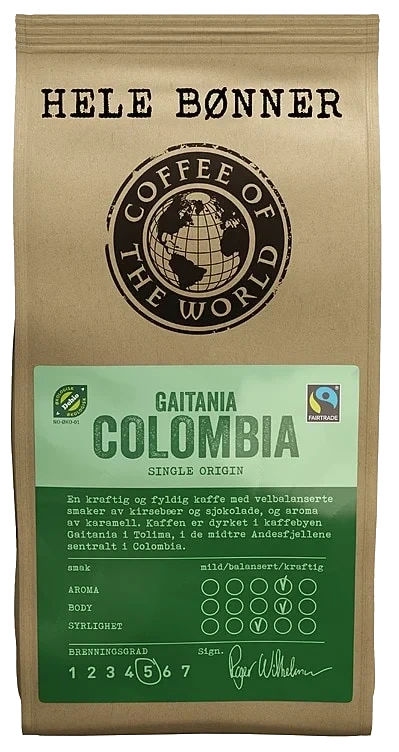 Gaitania Colombia Hele Bønner Økol 340g Cotw