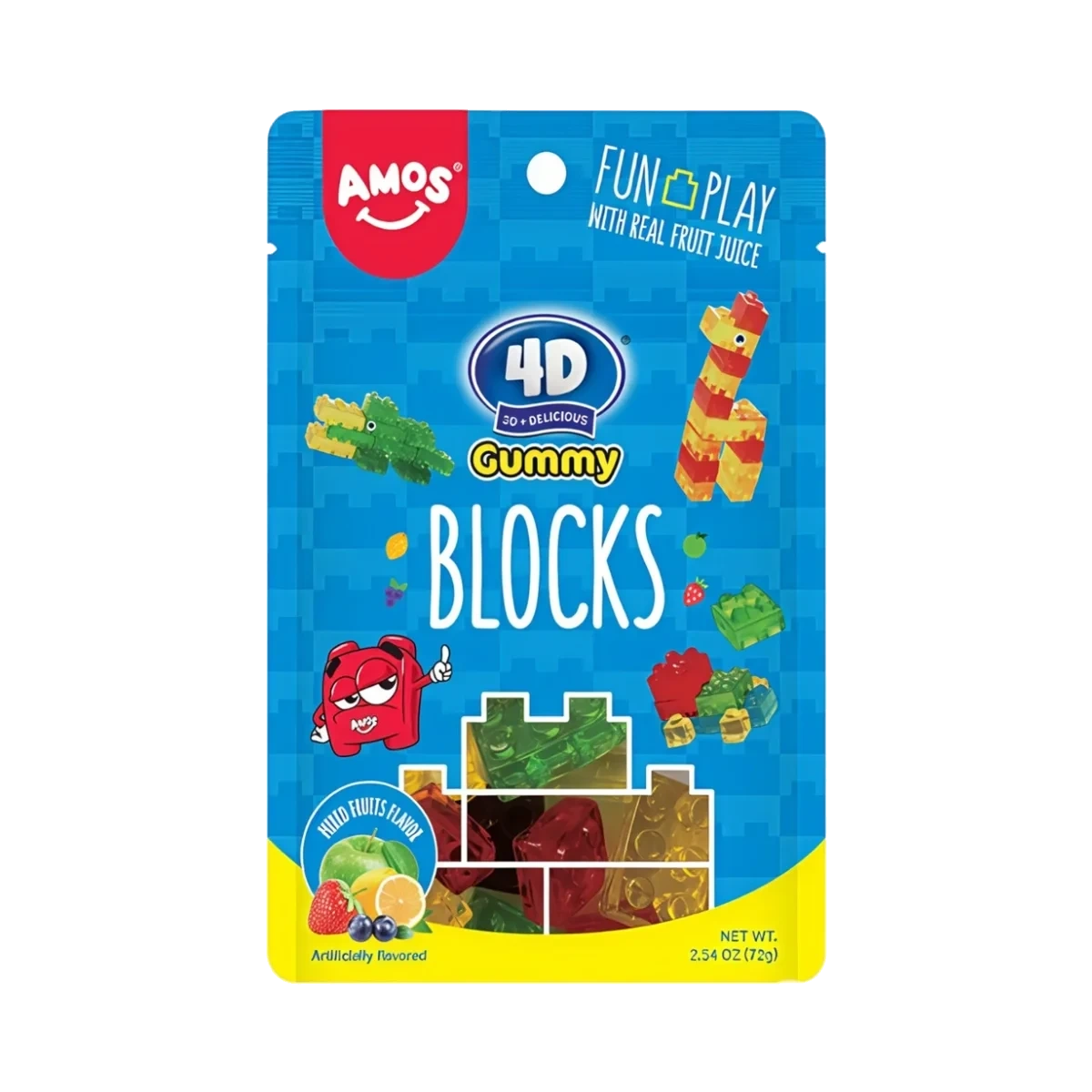 Amos 4D Blocks Gummy Bag 72 g