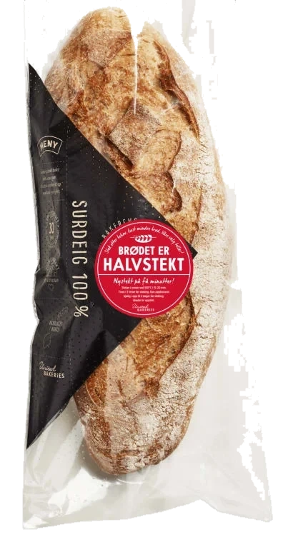 Surdeigsbrød 100% Halvstekt