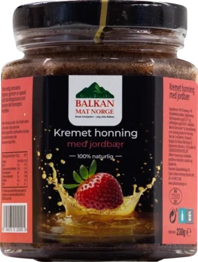 Kremet Honning med Jordbær 230g Balkan Mat Norge