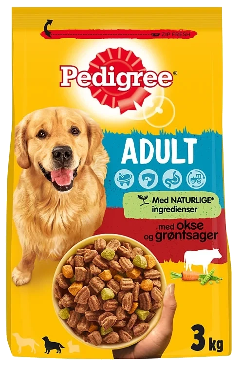 Pedigree® Adult Oksekjøtt Tørrför 3kg