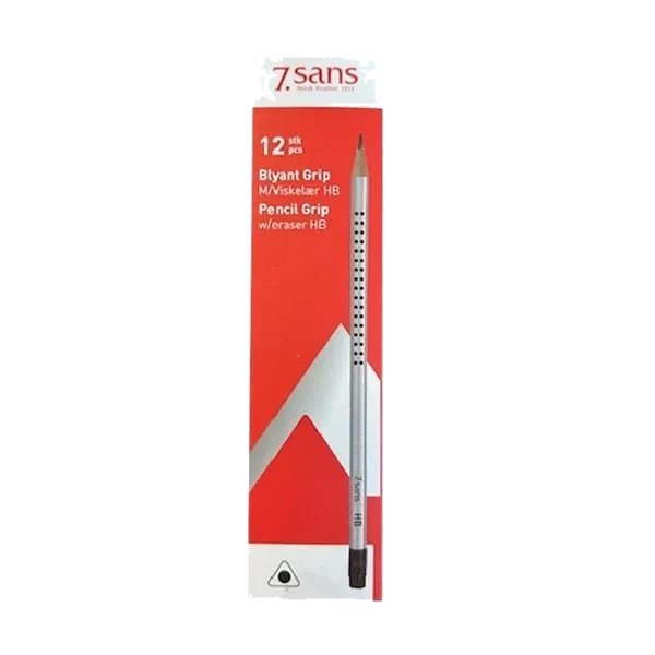 Blyant HB Grip m/viskelær (Kartong 12 stk)