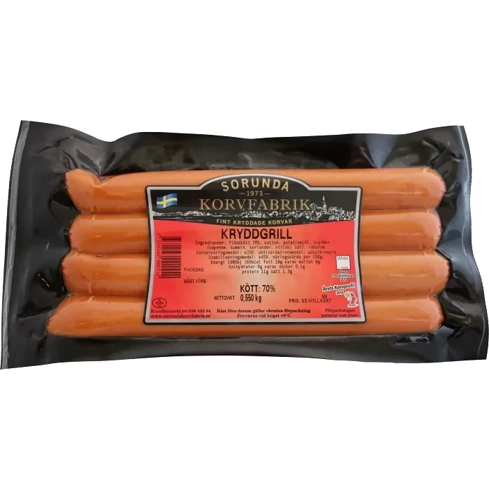 Kryddgrill 70% Kötthalt 550g Sorunda Korvfabrik