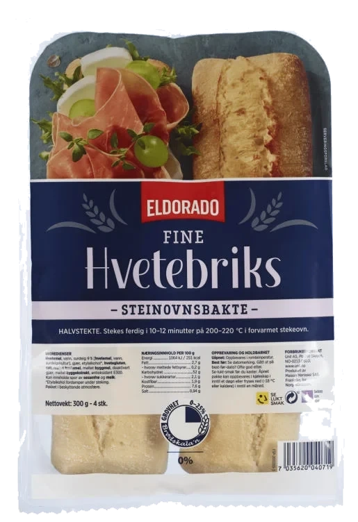 Hvetebriks Steinovnsbakt 4x75g Eldorado