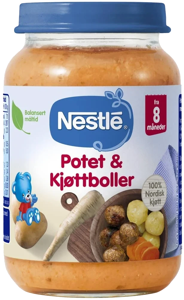 Økologisk middagsglass potet & kjøttboller