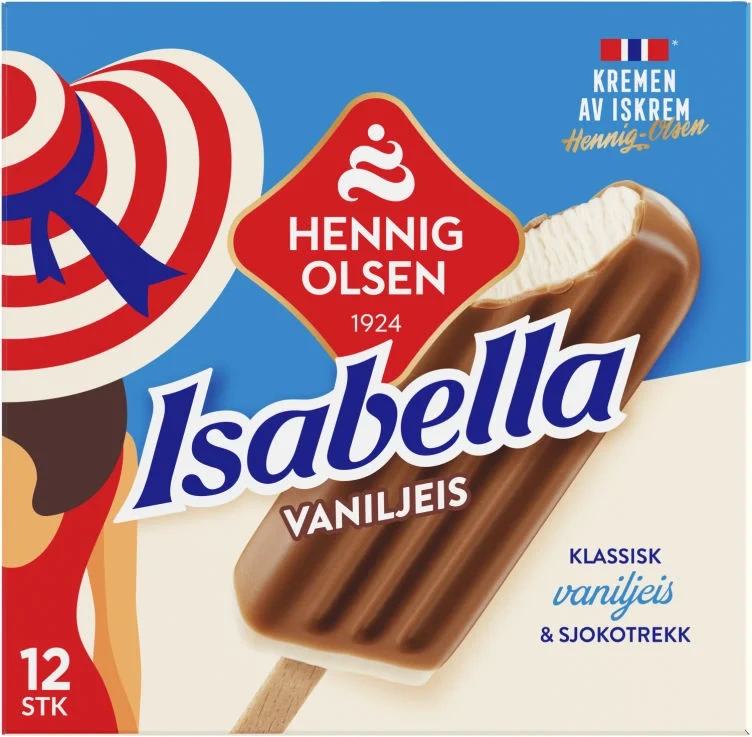 Isabella Vaniljeis Med Sjokotrekk 12stk