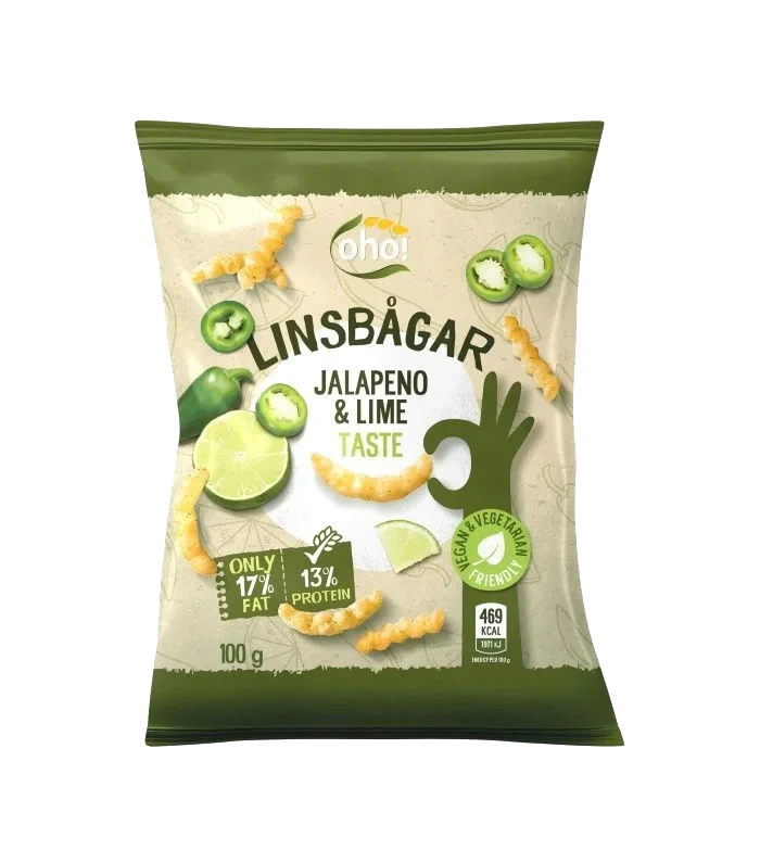 Oho! Linsesnacks Jalapeno & Lime