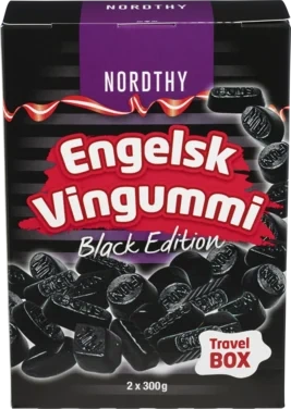 Nordthy Travel Box Engelsk Vingummi Black Edition 600g