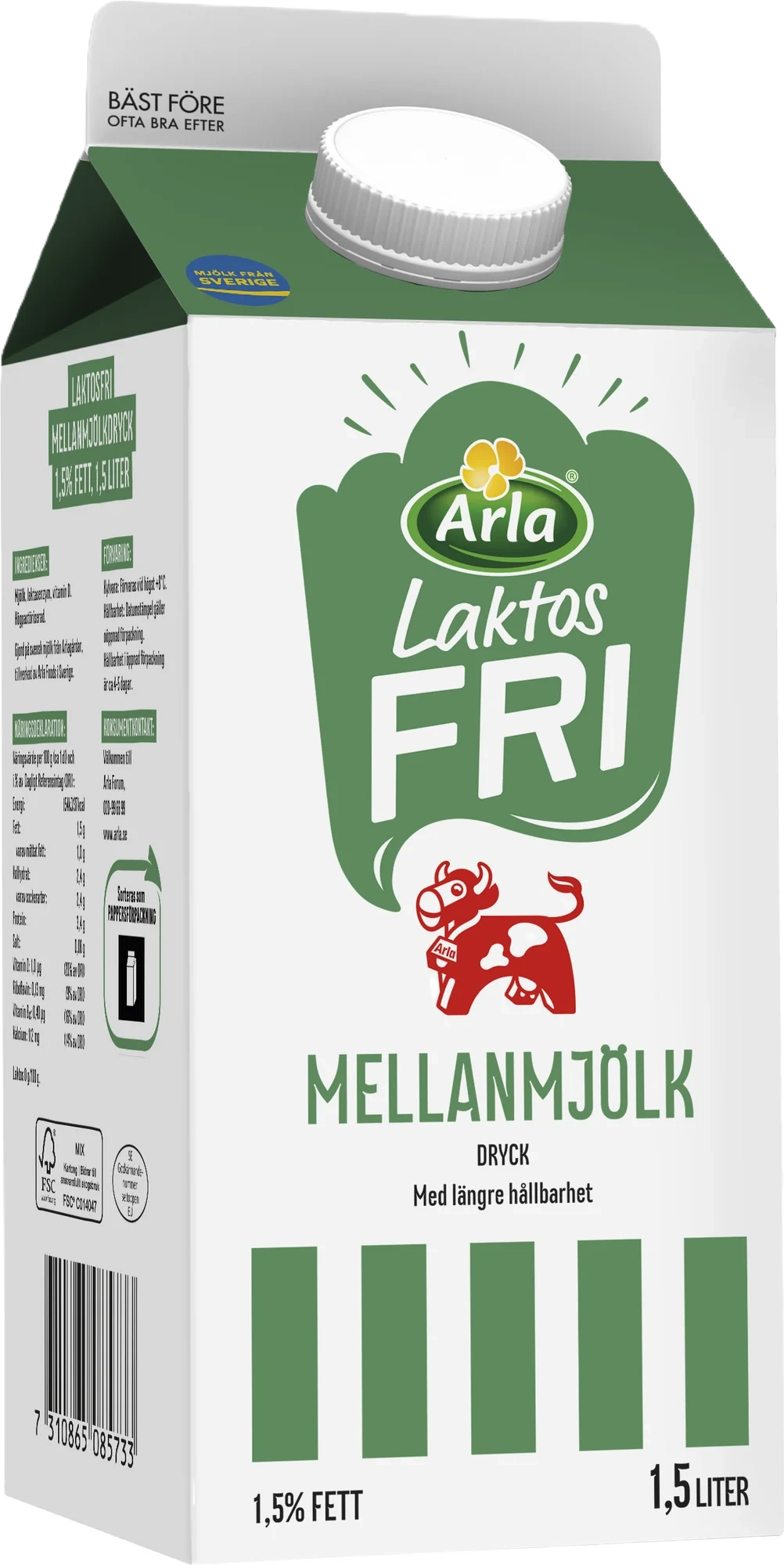 Laktosfri mellanmjölkdryck 1.5% 1.5 l