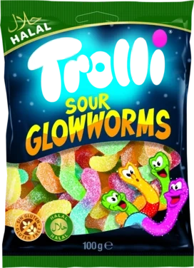 Trolli Halal Sour Glowworms 100g