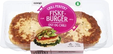 Fiskeburger med Ost og Chili 220g Coop
